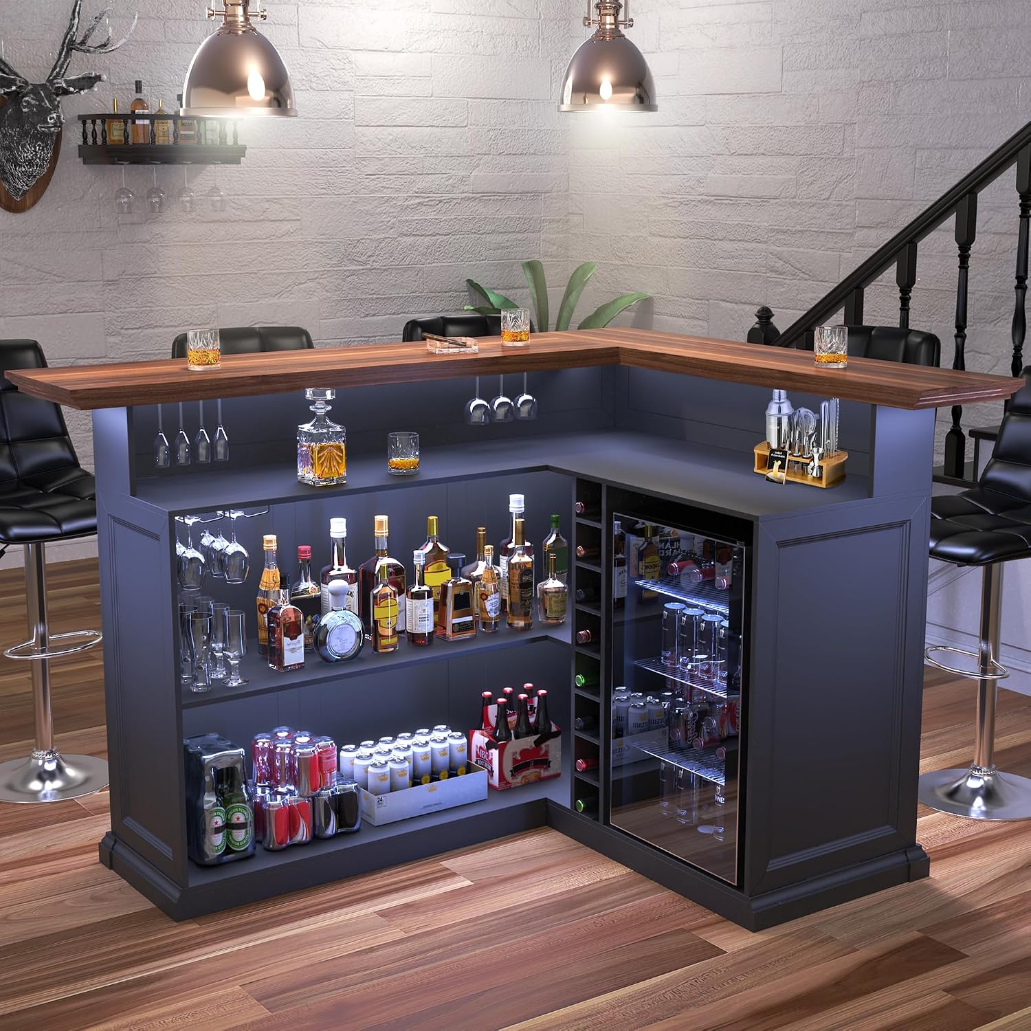 L-Shaped Home Bar Cabinet with - огляд і ціна Home Bar Setup